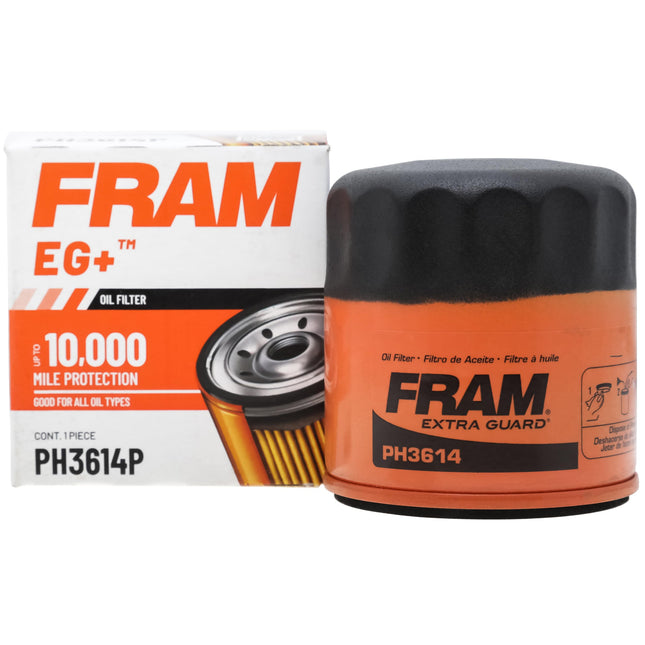 FRAM Extra Guard PH3614, 10K Mile Change Automotive Replacement Interval Spin-On Engine Oil Filter for Select Vehicle Mo