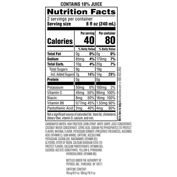 Mountain Dew Kickstart, Pineapple Orange Mango, 90Mg Caffeine, Vitamins B & C, 80 Calories, 10% Juice, 16 Fl Oz (Pack of 12)