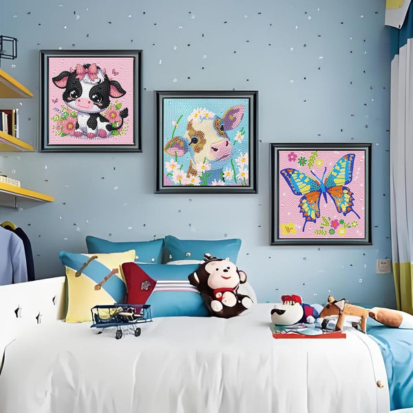ZHUDENGXJL 6 Packs Diamond Art Painting Kits for Kids Animal, DIY Diamond Art Mosaic Kits for Kids Ages 6-12 Beginner Gem Art and Arts and Crafts