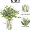 Zheart Fake Eucalyptus Stems in Glass Vase with Faux Water,14" Artificial Plants Eucalyptus Leaves for Shelf Desk Bathroom Farmhouse Room Coffee