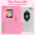 Smart Watch for Kids Girl Gift Ages 3-12, 2 Screen Protector, 26 Puzzle Games, HD Camera Video Music Player Touchscreen Pedometer, Educationtal