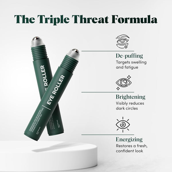 Wolf Project under Eye Roller - Korean Beauty, with Caffeine, Vitamin C and Peptides - Energizing Serum for Dark Circles and Puffiness, Fine