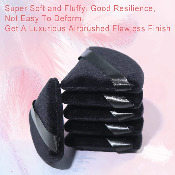 2 Pcs EVAOUXIU Triangle Powder Puff for Face Powder, Soft Plush Setting Powder Puff, Velour Cosmetic Foundation Blender Sponge Beauty Makeup Tools