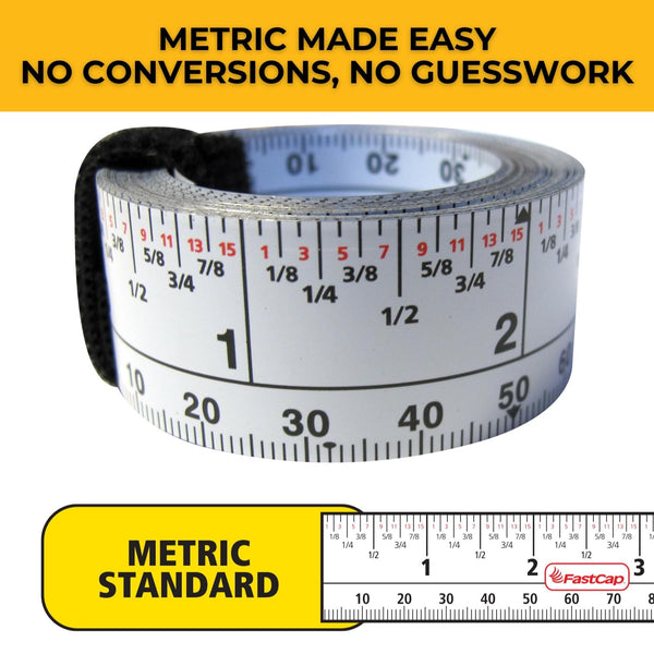 Fastcap Peel & Stick Standard/Metric Measuring Tape - Perfect for Professionals and Home Improvement - Ideal for Layout & Cutting Stations - 16