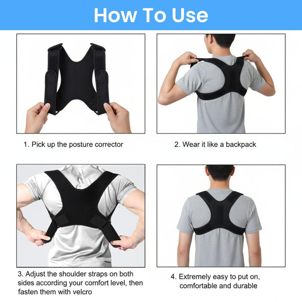 POAGL Posture Corrector for Men | Universal Fit Adjustable Upper Back Brace for Clavicle to Support Neck, Back and Shoulder Pain Relief Kyphosis