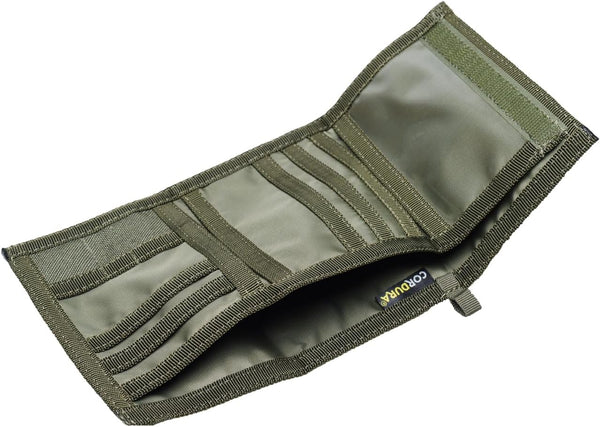 Chameleon Trifold Men Nylon Wallet - Military Tactical Mens Wallets- ID Card Holder - Canvas Thin Front Pocket Travel Wallet -Coin Zipper Pocket OLIVE
