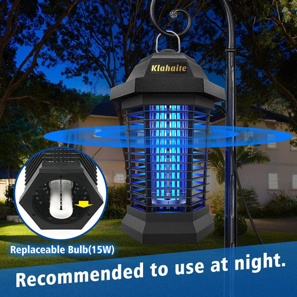 Klahaite Bug Zapper Outdoor, Electric Mosquito Zapper, Fly Zapper Indoor Fly Traps, Mosquito Repellent Outdoor Patio and Backyard Covers 1/2 Acre,