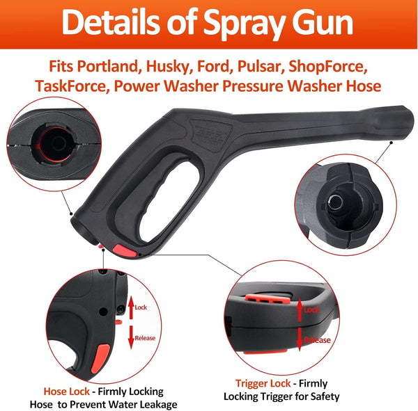 High Pressure Power Washer Water Spray Gun, Replacement Pressure Washer Gun, Compatible with Portland Pulsar Husky Taskforce Powerwasher