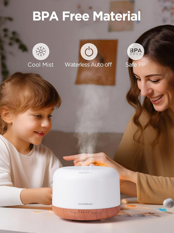 Innogear 500Ml Essential Oil Diffuser with Remote Control, Premium Ultrasonic Aromatherapy Diffusers Scent Humidifier Vaporizer Auto-Off Timer for