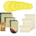 Reusable Beeswax Food Wrap- Silicone Stretch Lids - Reusable Produce Bags, Eco Friendly Food Storage, Dishwasher & Freezer Safe, Reusable Grocery