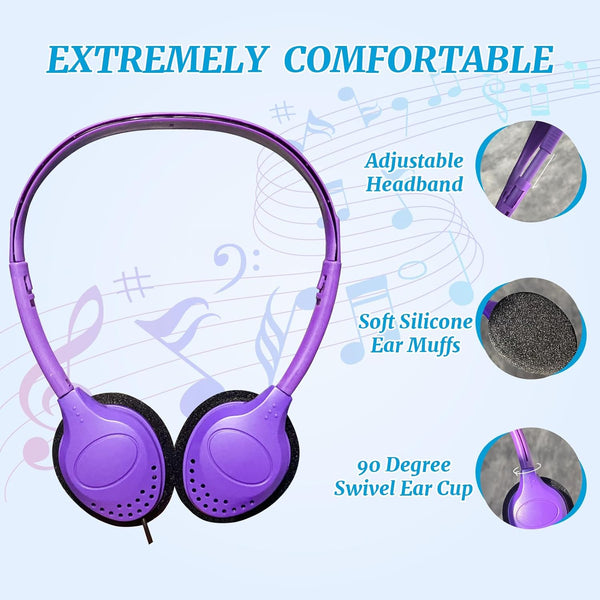 Bulk Headphones for Kids 10 Pack Multi Color for School Classroom Students Teen Boys Girls and Adult