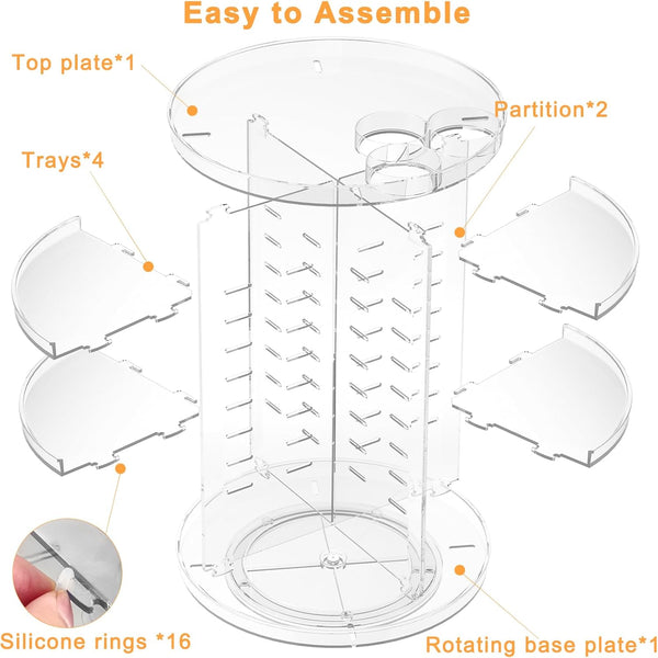 Rotating Makeup Organizer, DIY 8 Adjustable Layers Spinning Skincare Organizer, Cosmetic Display Case with Brush Holder Perfume Tray,
