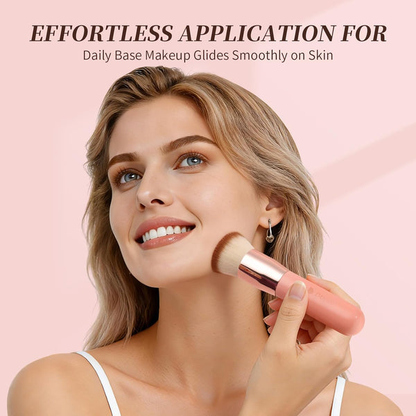Ducare Self Tanner Brush Kabuki Foundation Brush for Liquid Makeup Flat Top Professional Stick Buffing Blending Mineral Powder Large Makeup Face
