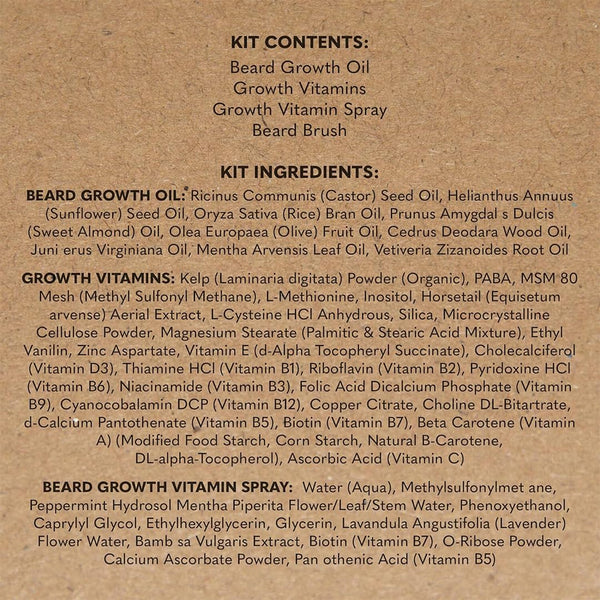The Beard Club Beard Club Essential Beard Growth Kit - Growth Oil, Growth Vitamins, Growth Vitamin Spray & Beard Brush