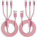 IDISON Multi Charging Cable(2Pack 4FT), 3 in 1 Charging Cable Nylon Braided USB Multi Charger Cable Universal USB Cable with Type C/Micro/Ip Port