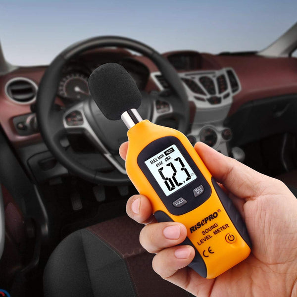 Decibel Meter, RISEPRO® Digital Sound Level Meter 30 – 130 Db Audio Noise Measure Device Backlight MAX/MIN, Data Hold Auto Power off Dual Ranges HT-80A