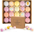 Bath Bombs 20 PCS Set, Organic Bath Bombs with Natural and Safe Essential Oil, Handmade Rich Bubble for Skin Moisturizing, Present for Her/Him,