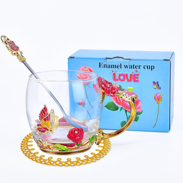 OEAGO Gifts for Mom Women Mothers Day Glass Coffee Enamels Mug Best Birthday Valentines Gifts for Her Girlfriend Wife from Daughter Son