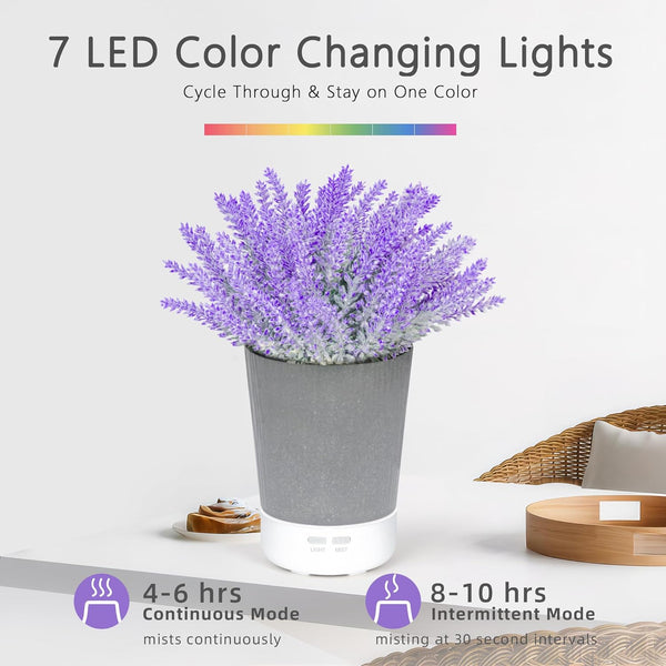 Essential Oil Diffusers for Home, Lavender Potted Plant Aromatherapy Diffuser, Ultrasonic Cold Mist Humidifier for Office, Bedroom, Waterless Auto