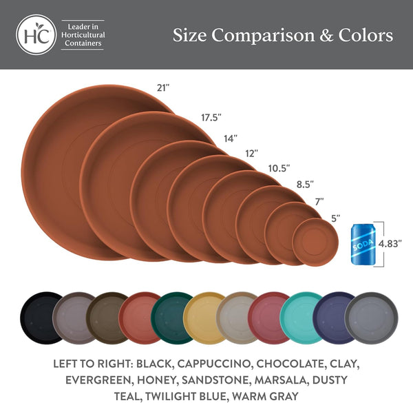 The HC Companies round Prima Flower Pot Saucers - Plastic Plant Saucer for Outdoors & Indoors - Traditional Plant Pot Trays for Water Drainage
