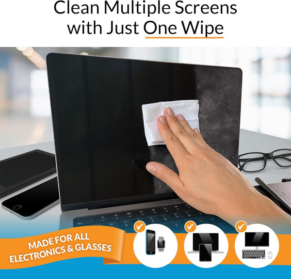 Icloth Large Screen Cleaning Wipes for Electronics, Lint-Free and Streak-Free, Fast-Drying, Removes Dust, Fingerprints, and Smudges (24 Wipes)