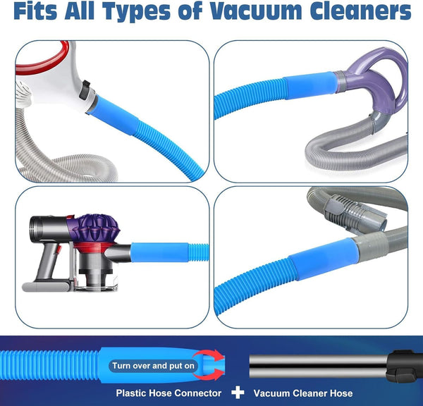 Dryer Vent Cleaner Kit Dryer Lint Vacuum Attachment with Stretch Universal Connector, Dryer Vent Cleaning Tool Vacuum Hose Lint Remover, Blue