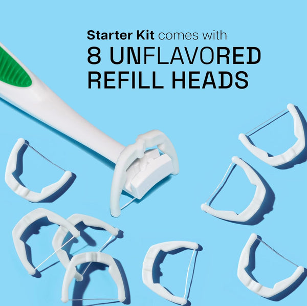 REACH Ultraclean Access Flosser Starter Kit, Unflavored, Plaque Remover for Teeth, for Hard to Reach Areas, Oral Care, PFAS Free, 1 Replaceable