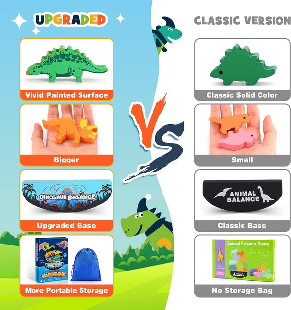 Dinosaur Toys for Kids 3-5: Wooden Stacking Montessori Toys for 3 4 5 6 7 8 Year Old Boys Girls Balance Competition Game for Family Birthday Gifts