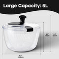 Joined Large Salad Spinner with Drain, Bowl, and Colander - Quick and Easy Multi-Use Lettuce Spinner, Vegetable Dryer, Fruit Washer, Pasta and