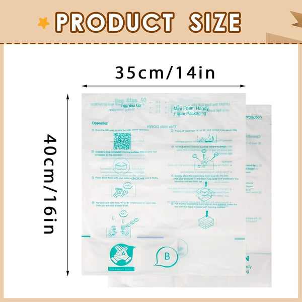 Foam Bag for Shipping, Pack of 8 Handy Foam Room Temperature Expanding Foam Packaging Bags, Instant Pack Quick Expanding Packaging Filler -
