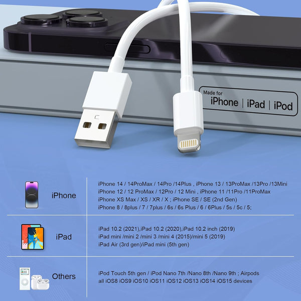 6Pack(3/3/6/6/6/9 FT) Original [Apple Mfi Certified] Iphone Charger Fast Charging Lightning Cable Iphone Charger Cord Compatible Iphone
