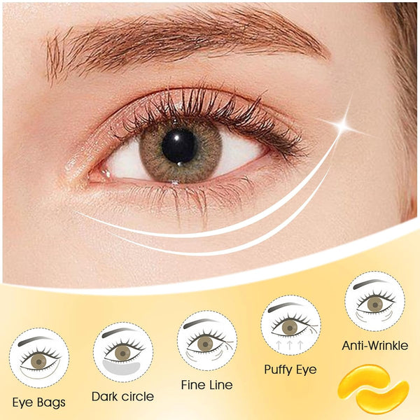 Adofect 30 Paris under Eye Patches 24K Gold under Eye Mask for Puffy Eyes and Dark Circles Treatments, under Eye Bags Treatment Collagen Gel Pads
