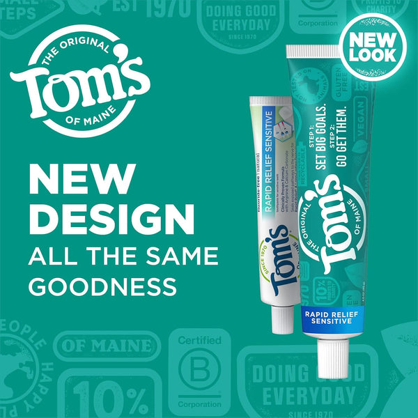Tom'S of Maine Fluoride-Free Rapid Relief Sensitive Toothpaste, Fresh Mint, 4 Oz. (Packaging May Vary)