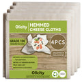Olicity Cheese Cloths, 4PCS, Grade 100,20X20Inch Hemmed Cheese Cloth Fabric Reusable Fine Mesh Cloth Strainer, 100% Cotton Unbleached Precut