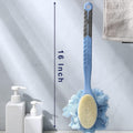 [2Nd Generation] Shower Body Brush with Bristles and Loofah,Back Scrubber Bath Mesh Sponge with Curved 16" Long Non-Slip Handle Skin Exfoliating