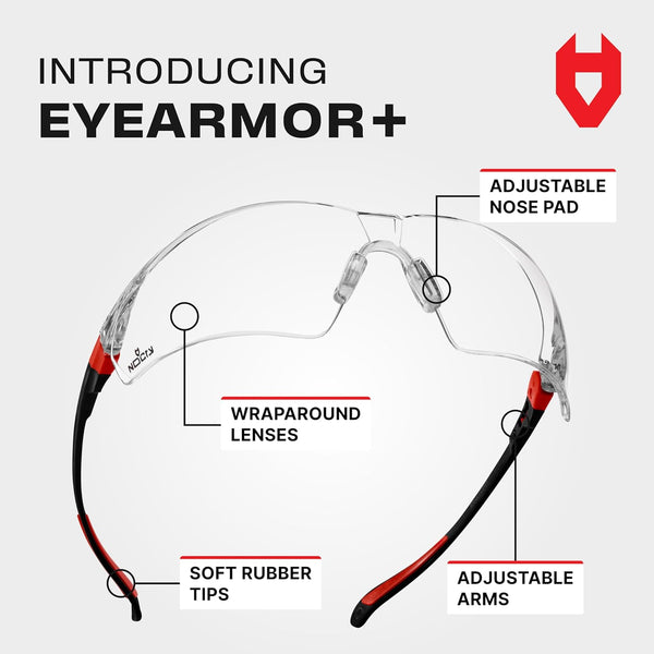 Nocry Clear Safety Glasses for Men and Women with Anti-Fog and Scratch Resistant Wrap around Lenses, Adjustable Temples and Nose Pads â ANSI Z87