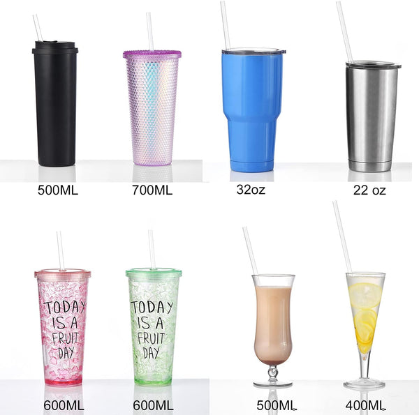 ALINK 12-Pack Reusable Plastic Clear Straws, 13 Inch Extra Long Tumbler Straws for Stanley Cups, 1 Gallon, 64 Oz 40 Oz 32 Oz Water Bottles, plus
