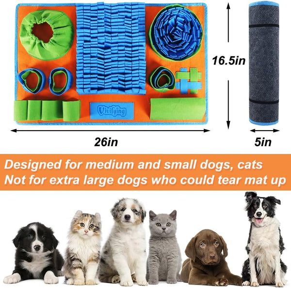Vivifying Snuffle Mat for Dogs, Interactive Dog Puzzle Toy for Boredom and Mental Stimulation, Enrichment Feeding Game Sniff Mat Helps Slow Eating