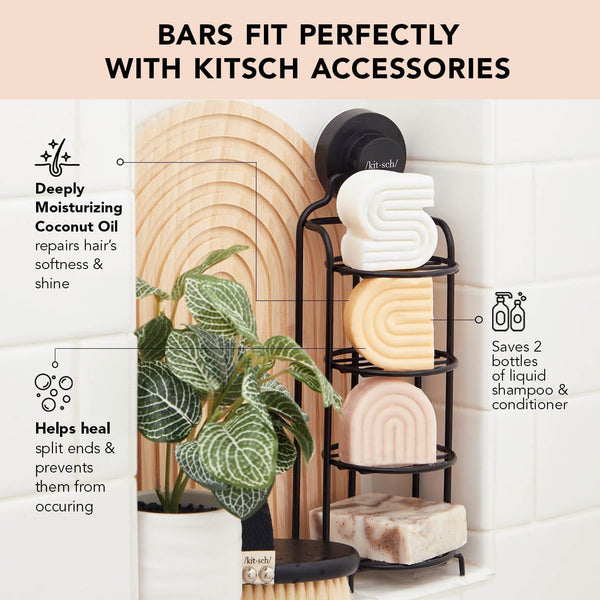 Kitsch Tea Tree Solid Shampoo & Coconut Oil Conditioner Bar, Shampoo and Conditioner Set for Clarifying Grease & Deep Moisturizing, Natural