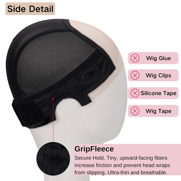 Lace Wig Grip Cap Women: 4X5 Transparent Swiss Lace Front - Non-Slip Wig Gripper for Keeping Wigs in Place - Adjustable Elastic Headband with
