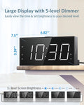 Loud Alarm Clock with Bed Shaker for Heavy Sleeper, Dual Vibrating Alarm Clock with USB Charger for Hearing-Impaired Deaf, 7.5ââ Large LED Display