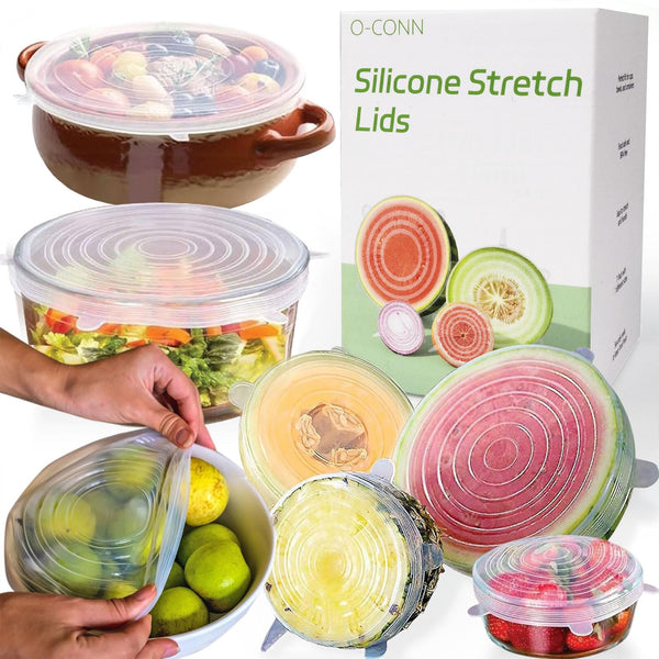 7-Piece Silicone Stretch Lids - Reusable Premium Silicone Stretch & Seal Lids for Most Containers