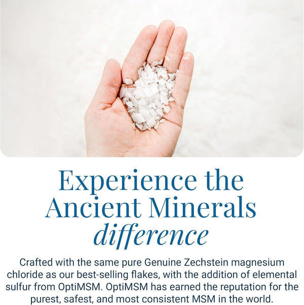 Ancient Minerals Magnesium Bath Flakes Ultra with Optimsm - Resealable Magnesium Bag of Zechstein Chloride Alternative to Epsom Bath Salt (1.65 Lb)