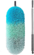 BOOMJOY Microfiber Feather Duster with 100 inches Extension Pole, Dusters for Cleaning High Ceiling, Fan, Blinds, Furniture Green