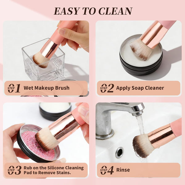 Ducare Self Tanner Brush Kabuki Foundation Brush for Liquid Makeup Flat Top Professional Stick Buffing Blending Mineral Powder Large Makeup Face