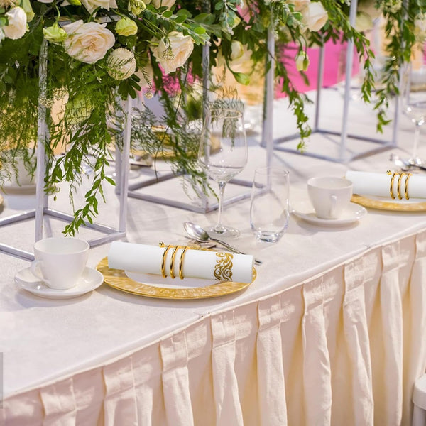 I00000 200 Pack Gold Napkins Disposable Hand Towels, Soft and Absorbent Christmas Bathroom Napkins Disposable, White and Gold for Christmas Party