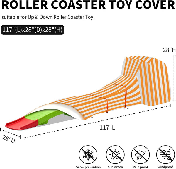 Kids Roller Coaster Cover, Orange, Waterproof, Oxford Cloth, Drawstring & Buckle, 110"L X 27"W X 28"H