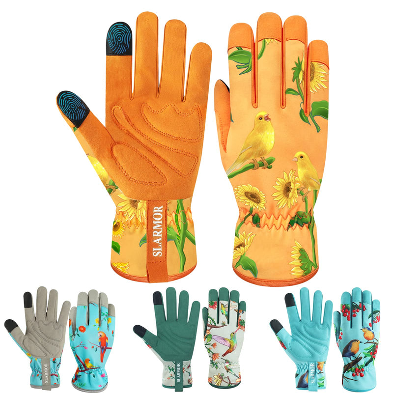 Leather-Gardening-Gloves for Women -Thorn-Proof Work-Gloves for Weeding, Digging, Planting,Pruning Yard Garden Gloves