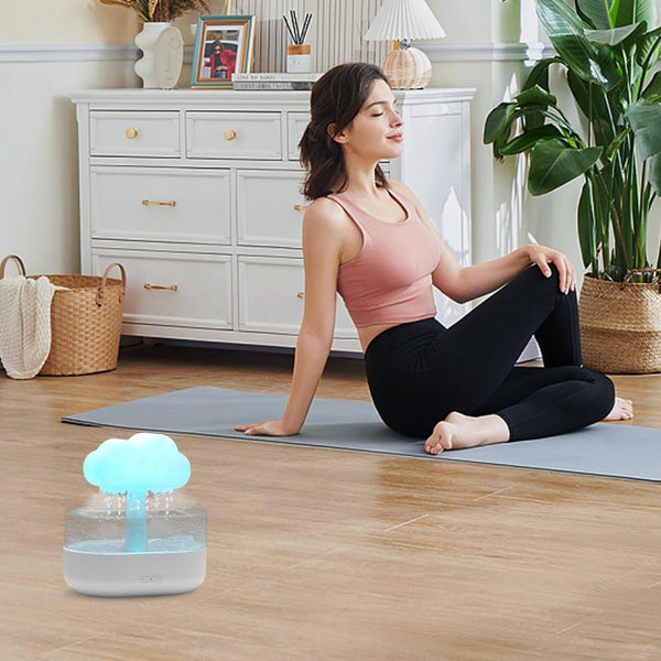 Rain Cloud Humidifier Water Drip, Mushroom Rain Lamp Waterfall, Aromatherapy Essential Oil Rain Diffuser, Raining Cloud Night Light with 7