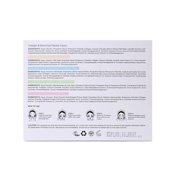 Under Eye Patches for Dark Circles,Eye Mask for Puffy Eyes with Collagen,Retinol,Vitmin C,Hyaluronic Acid and Niacinamide Face Masks Skincare Spa